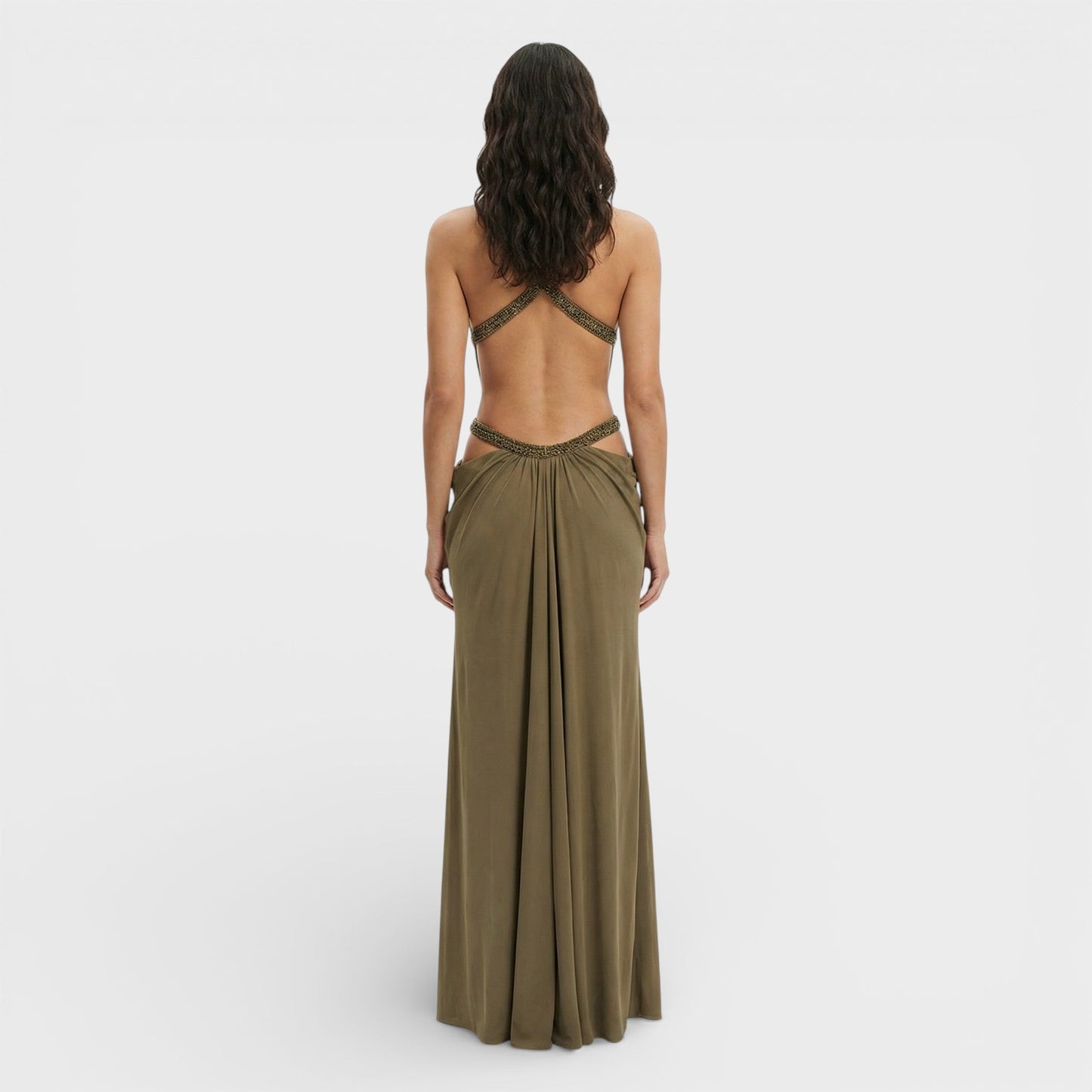 Abito lungo Halter Lentejuelas donna