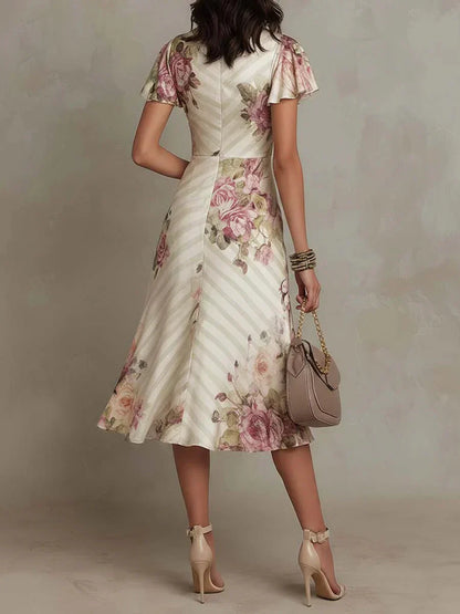 Alba | Elegante Abito midi Drappeado con Fiori