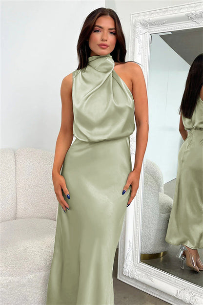 Elise | Abito Halter di Raso Elegante – Gracioso e Chic