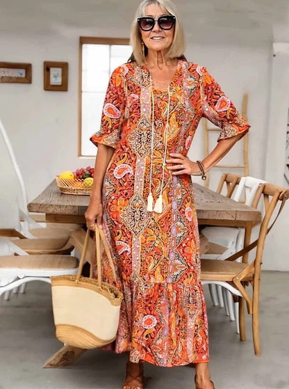 Mevelyn - Abito Bohemio di Paisley con Borlas e Cinta