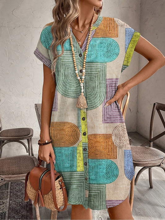 Mira | Abito estivo Geometrico con Scollo a V
