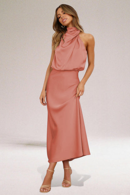 Élodie - Abito di satin glamuroso con collo halter.