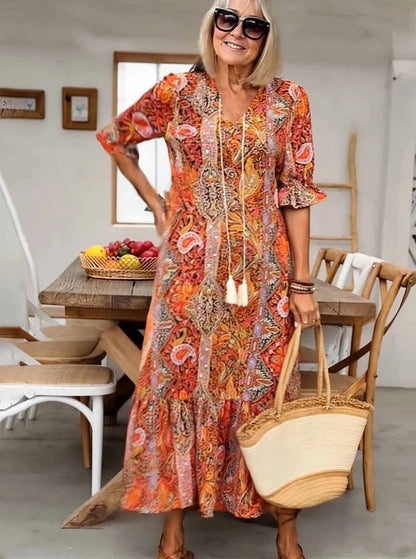 Mevelyn - Abito Bohemio di Paisley con Borlas e Cinta