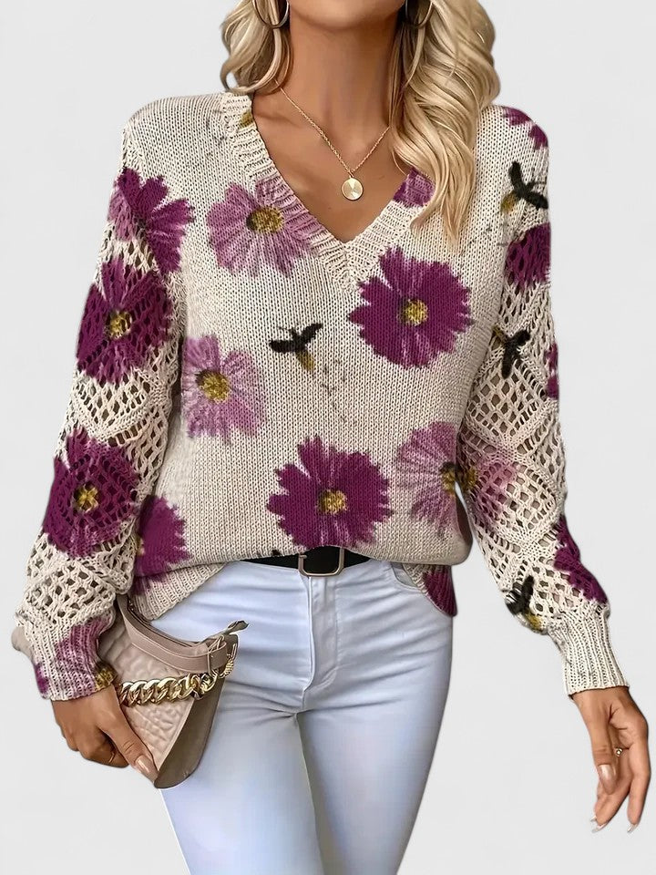 CHARLIE – MAGLIONE DI PUNTO CON FASCINO FLOREALE