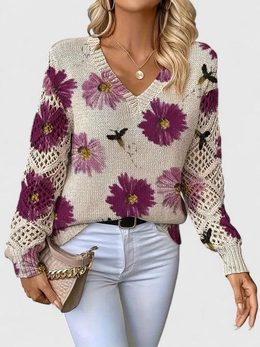 CHARLIE – MAGLIONE DI PUNTO CON FASCINO FLOREALE