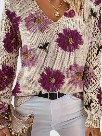CHARLIE – MAGLIONE DI PUNTO CON FASCINO FLOREALE