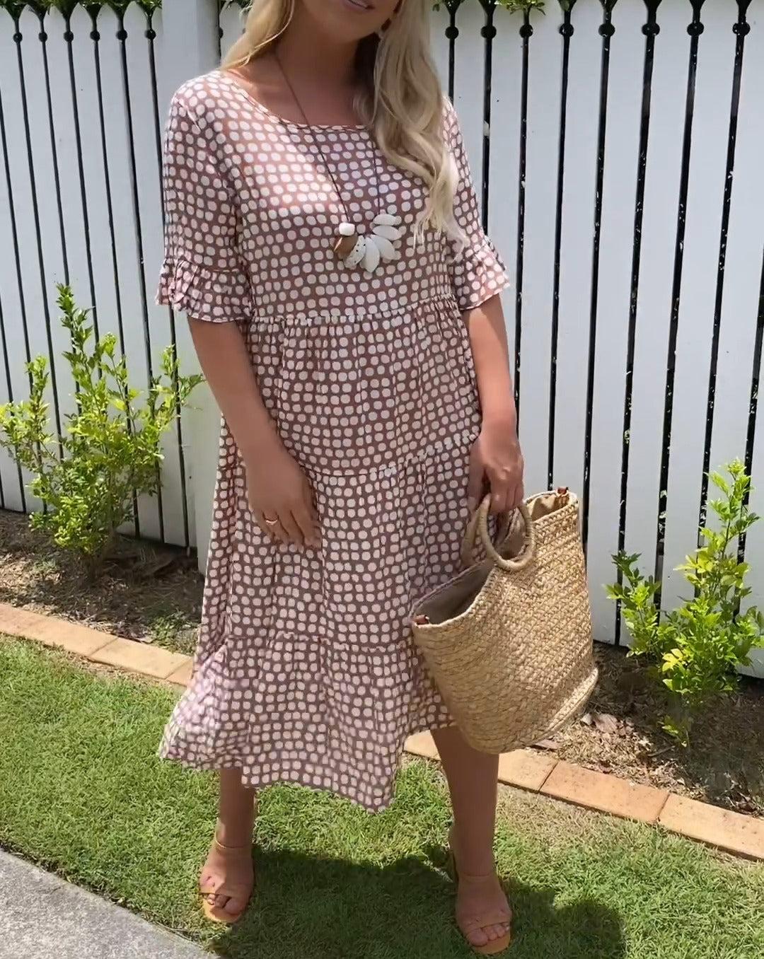 Rebecca - Abito midi Casual Chic con Maniche Volant