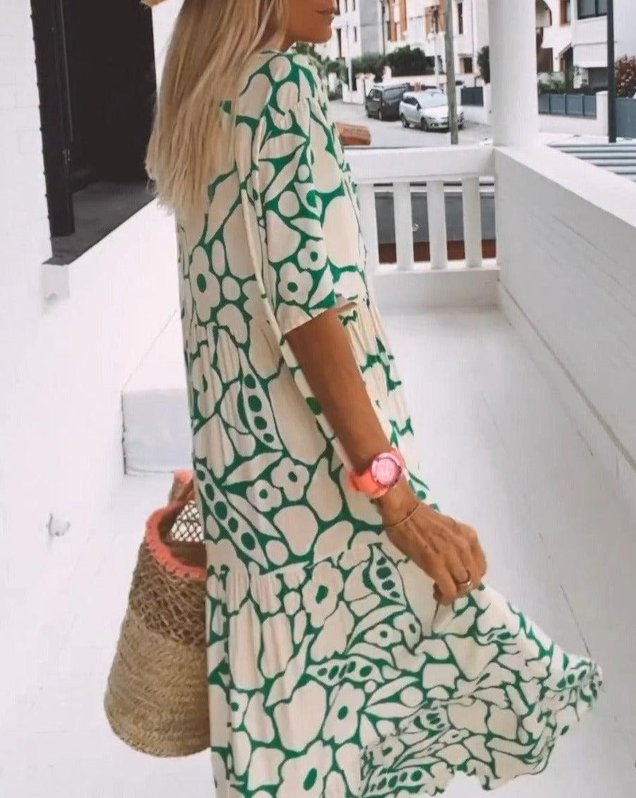 ESTER - Abito Maxi con Maniche corte