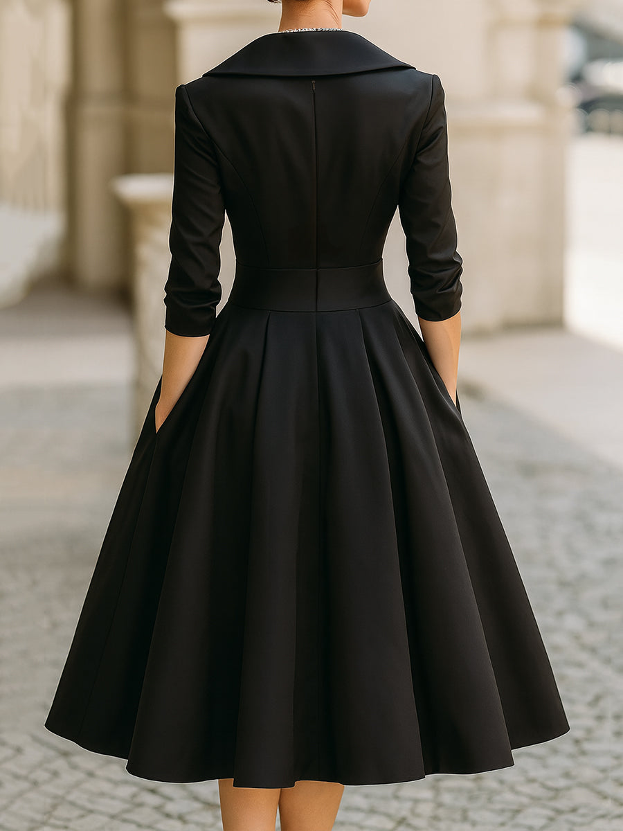 VERENA – ELEGANTE ABITO DI SWING VINTAGE NERO