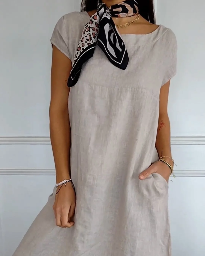 Juniper - Abito in cotone Lino a la Moda con tasche
