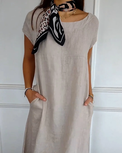 Juniper - Abito in cotone Lino a la Moda con tasche