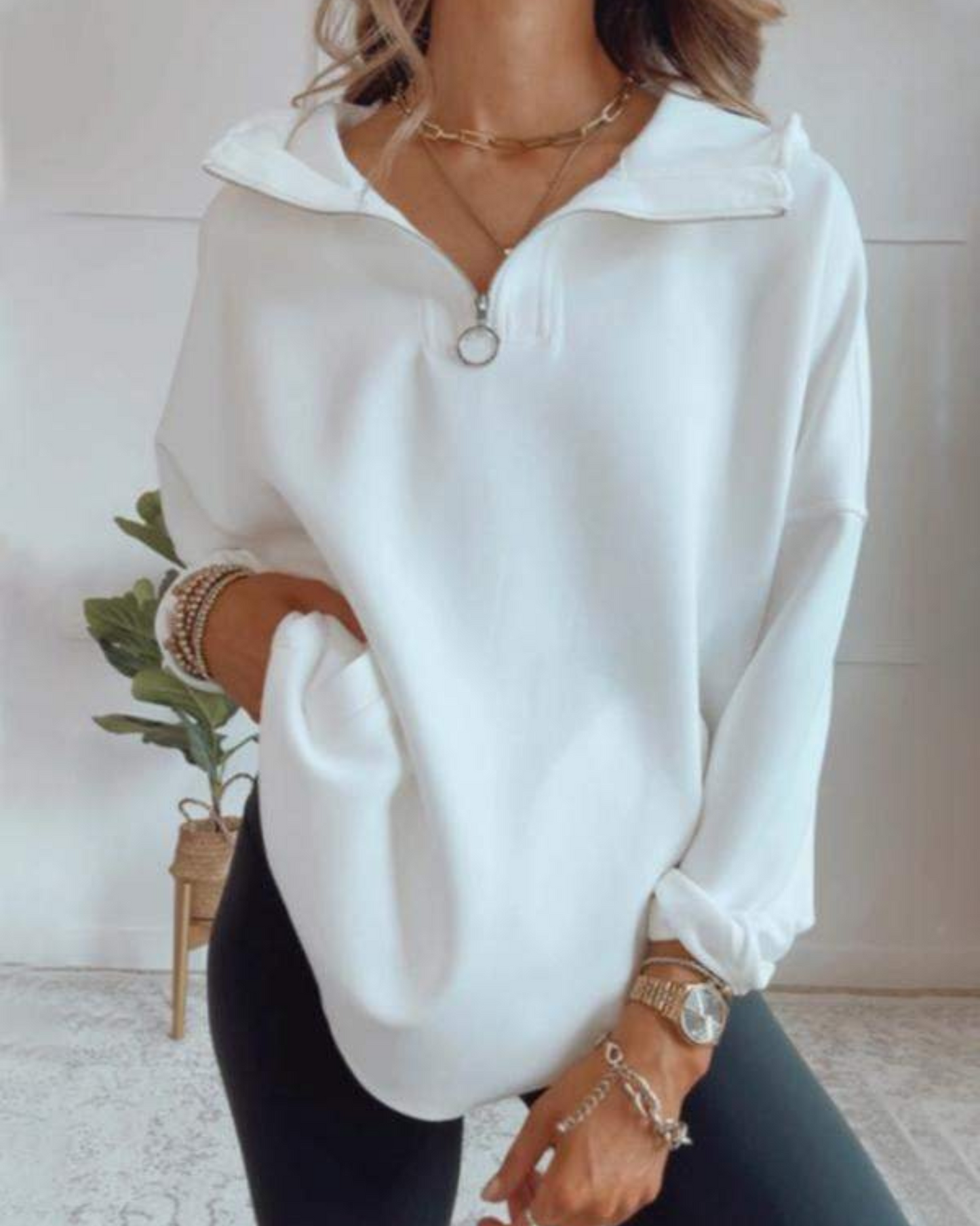DELISA - Felpa oversize con Mezza zip