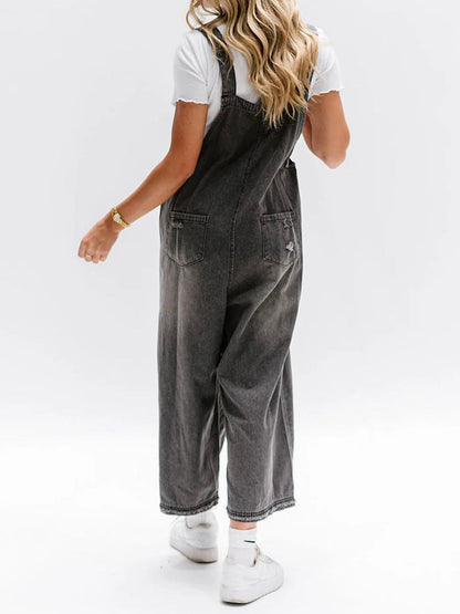 ELESSA – OVERALLS DI DENIM DI VESTIBILITÀ LARGO IN LOOK DESGASTADO