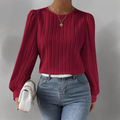 Carly – Blusa a maniche lunghe Plissettata
