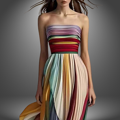 Dylan - Abito Maxi di Spalline Tubo con Righe Coloridas