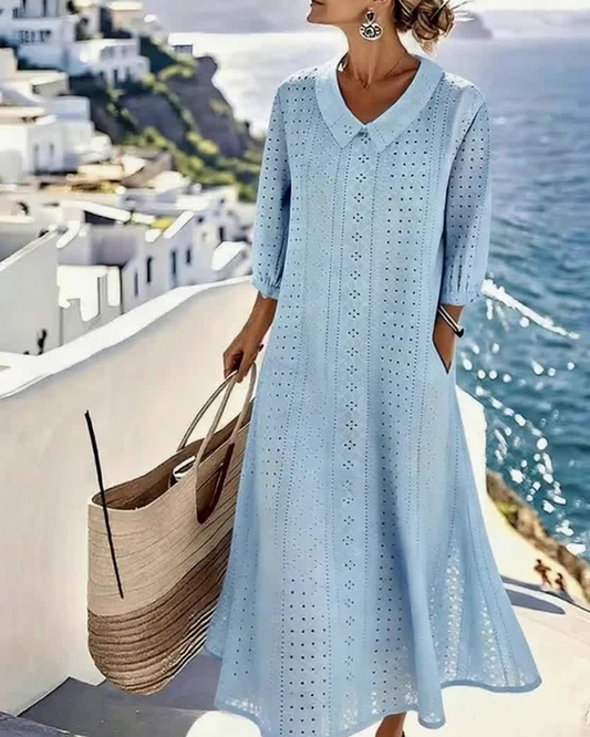 AUTUNNO – ABITO MIDI ELEGANTE CON DETTAGLI DI RICAMO