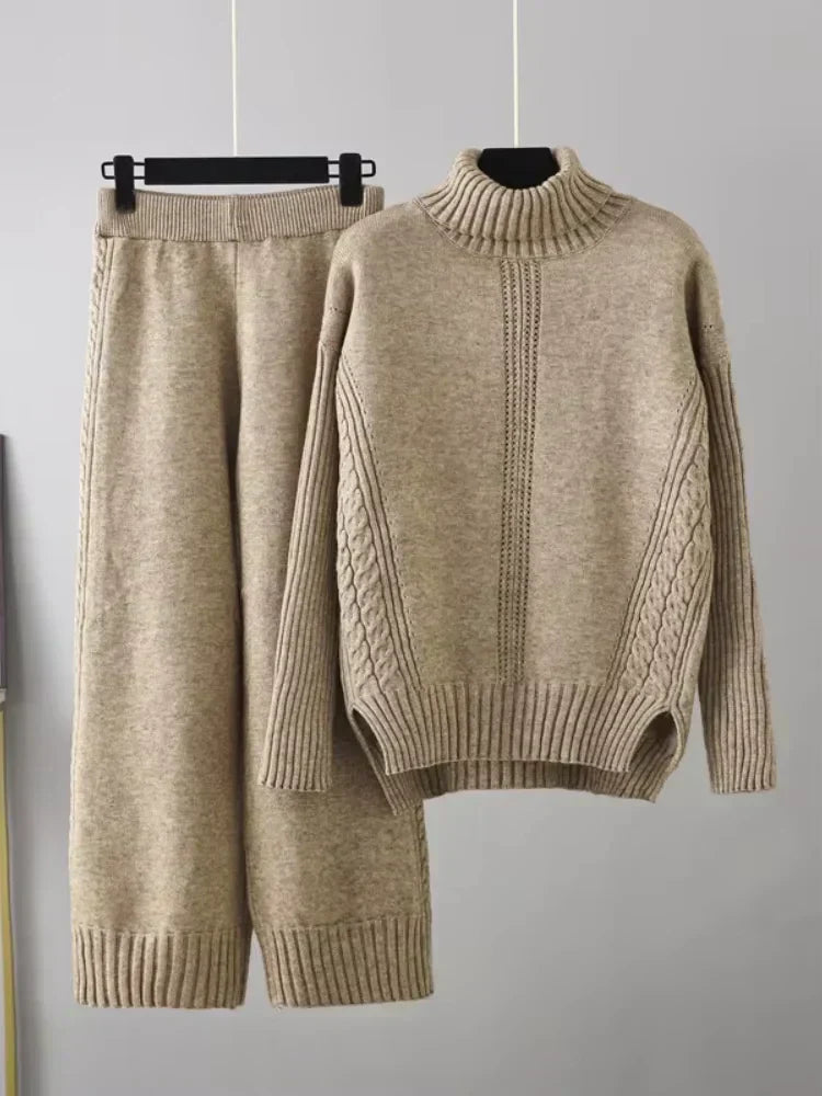 Scarlett - Set di Maglione di Collo alto Chic e Pantaloni Sueltos