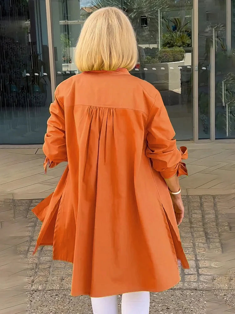 Elliora - Shacket in cotone con schiena arricciata