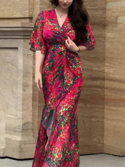VIVIANA – ABITO MAXI AVVOLGENTE DI ELEGANZA FLOREALE