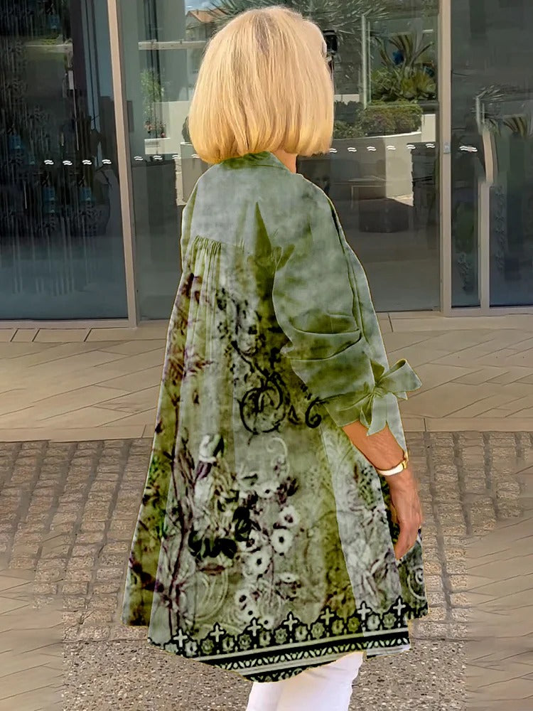Florabel - Giacca in cotone Stampata con Maniche di Fiocco