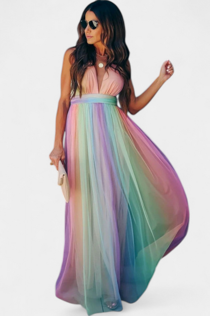 Gretchen Abito di Righe Multicolore con scollo a V