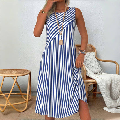 Emeely - Abito casual senza maniche con fantasia a righe