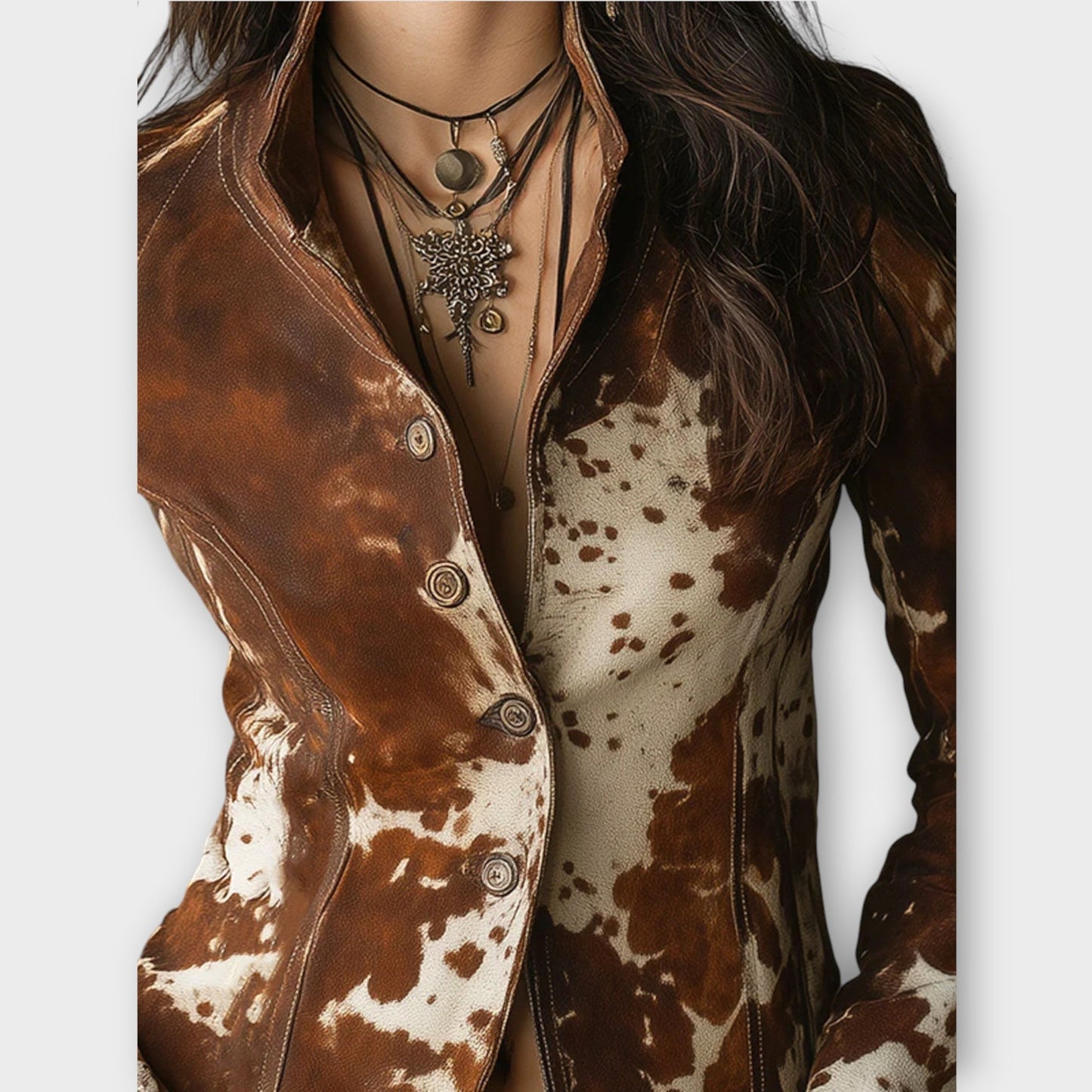 Giacca in camoscio con stampa cowhide vintage