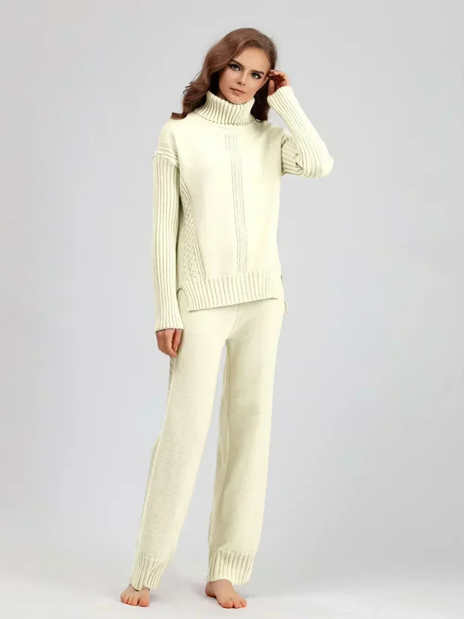 Scarlett - Set di Maglione di Collo alto Chic e Pantaloni Sueltos