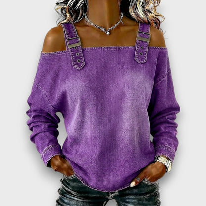 Elama – Top di Denim Senza Spalle