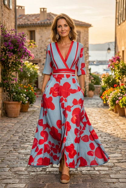 Abito lungo con scollo a V - Eleganza Senza tempo
