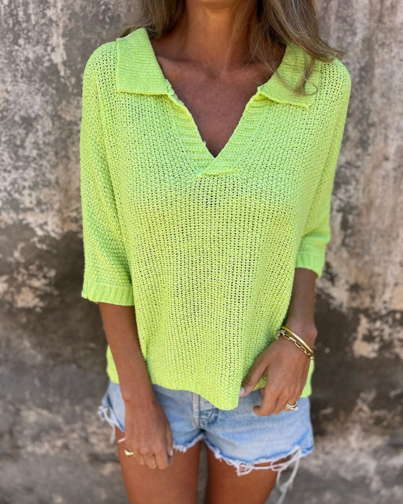 Peyton - Maglione Casual di Maglia con Maniche lunghe e scollo a V