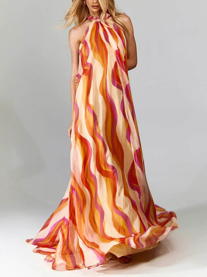 Marlyn - Abito Maxi Senza Schiena con Collo Halter