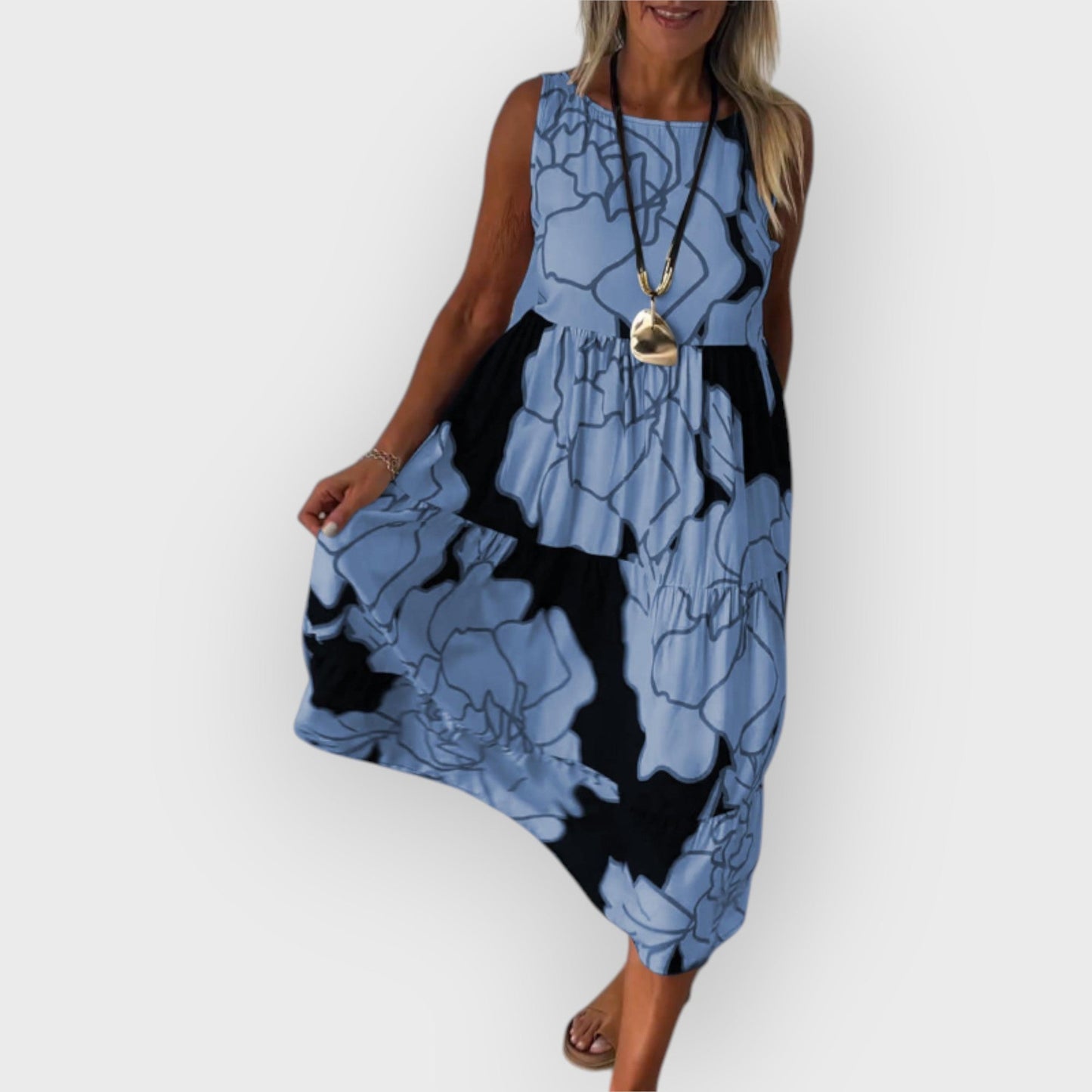 EVITA – ABITO FLOREALE ELEGANTE CON SPALLE DESCUBIERTOS