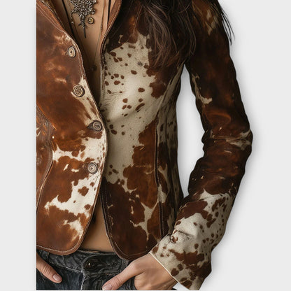 Giacca in camoscio con stampa cowhide vintage