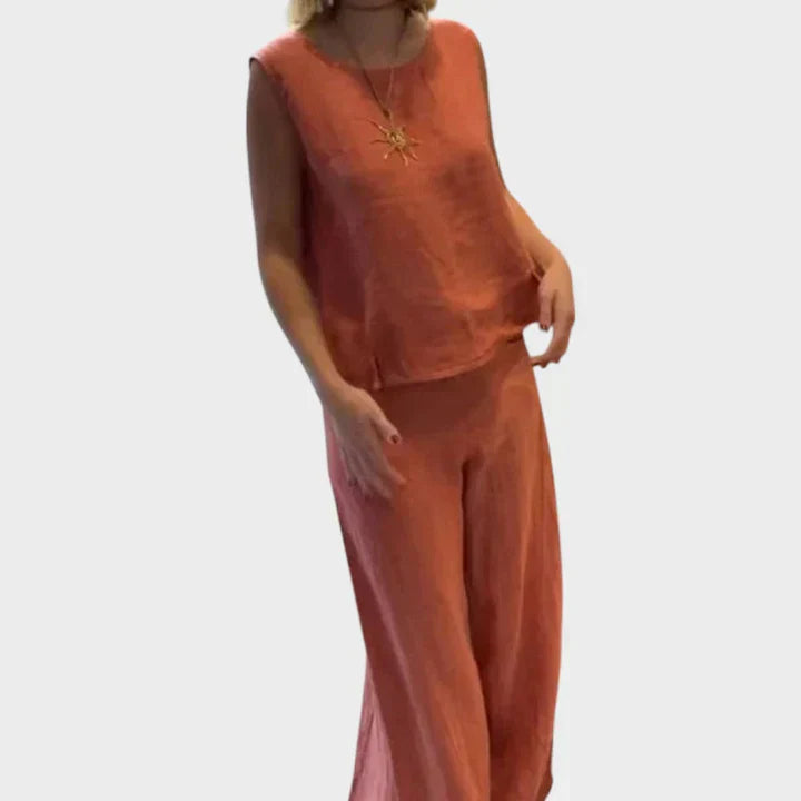 Paloma | Top senza maniche bohemio e pantaloni cropped coordinato