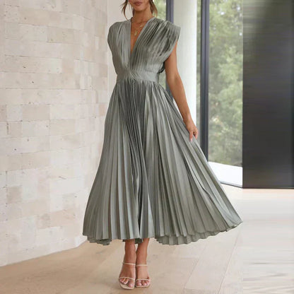 Adele | Abito Maxi con scollo a V e Pieghe