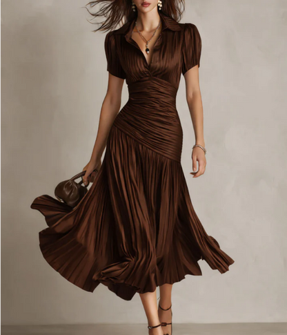 Adria | Abito midi di raso con design di righe vintage