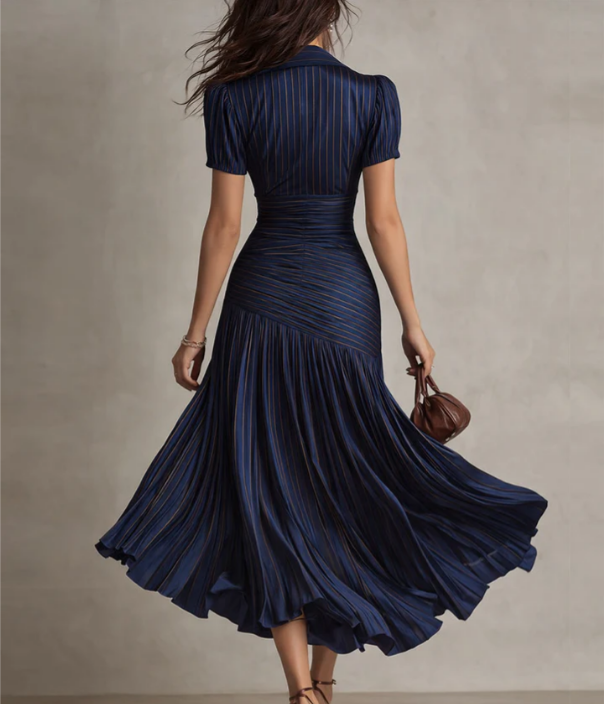 Adria | Abito midi di raso con design di righe vintage