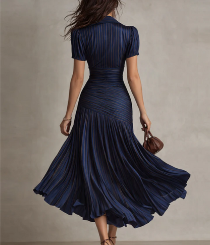 Adria | Abito midi di raso con design di righe vintage