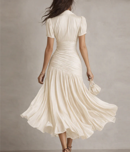 Adria | Abito midi di raso con design di righe vintage