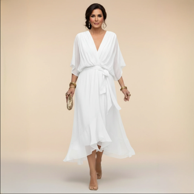 Montse | Abito di georgette con scollo a V