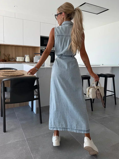 Abito maxi in denim - Taglio fluido e Senza tempo