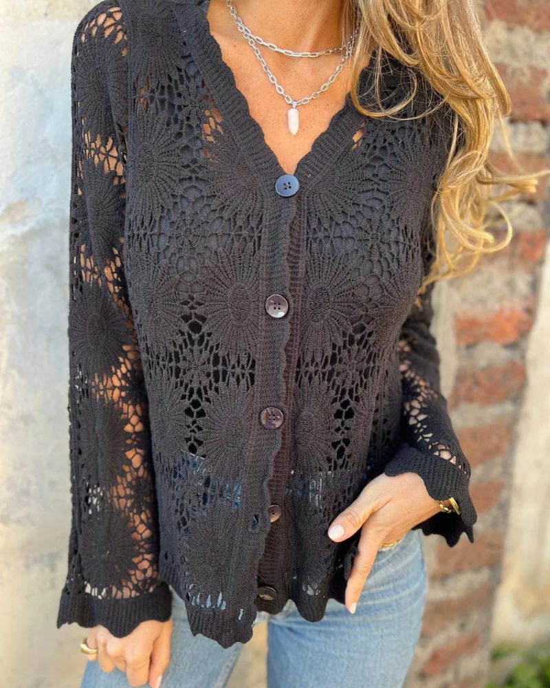 NALIE - Cardigan di Pizzo all'uncinetto con bottoni