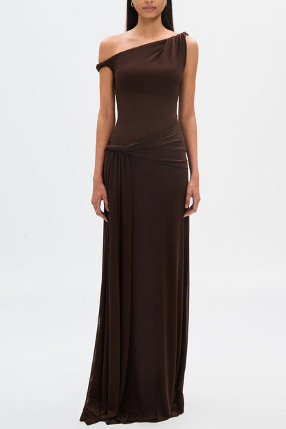 Eranda Abito maxi di Rete Drapada Off-Shoulder