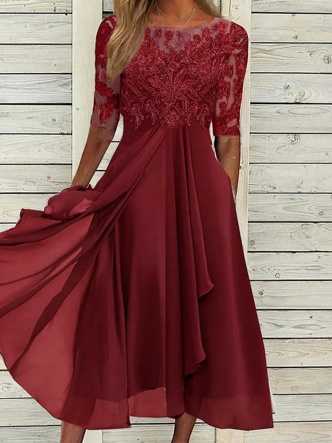 Taryn® | Abito Midi di Pizzo Elegante