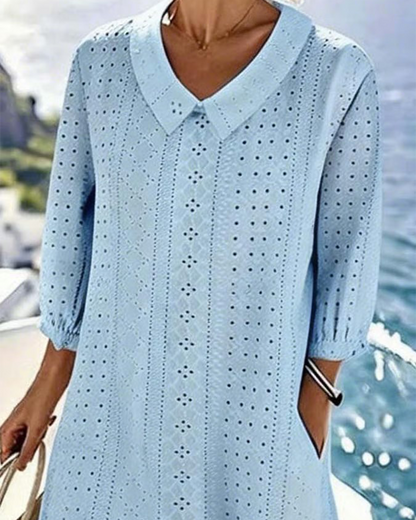 AUTUNNO – ABITO MIDI ELEGANTE CON DETTAGLI DI RICAMO
