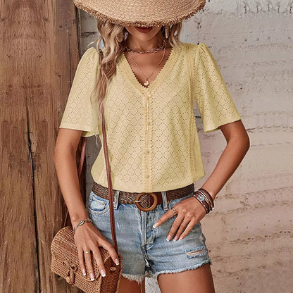 BLUSA A MANICHE CORTE IN V ADELHEID I