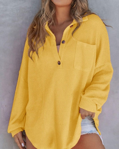 TAHLIA - Maglietta di Maglia Waffle con collo a V