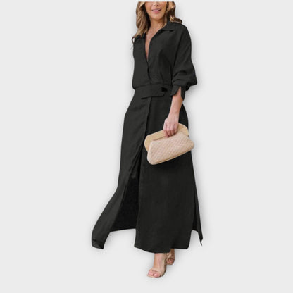 Abito chemisier Maxi Elegante con Cintura