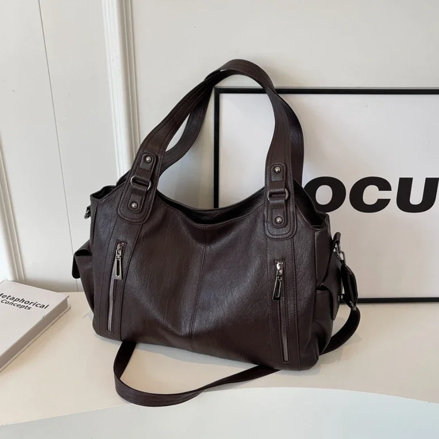 Uma - BORSA A SPALLA di Grande capacità con Doppia Chiusura